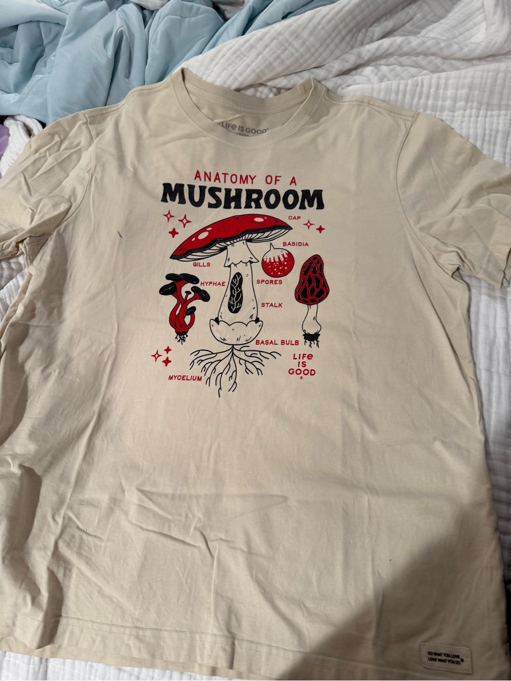Life Is Good Beige 'Anatomy of a Mushroom' Graphic Tee. Unisex